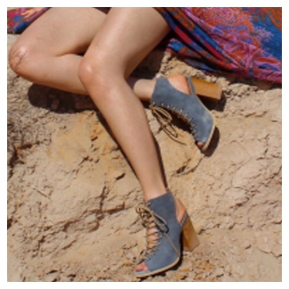 Vegan Suede Grey Ankle Lace-Up Booties